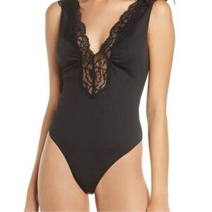 Free People Black Lace Bodysuit